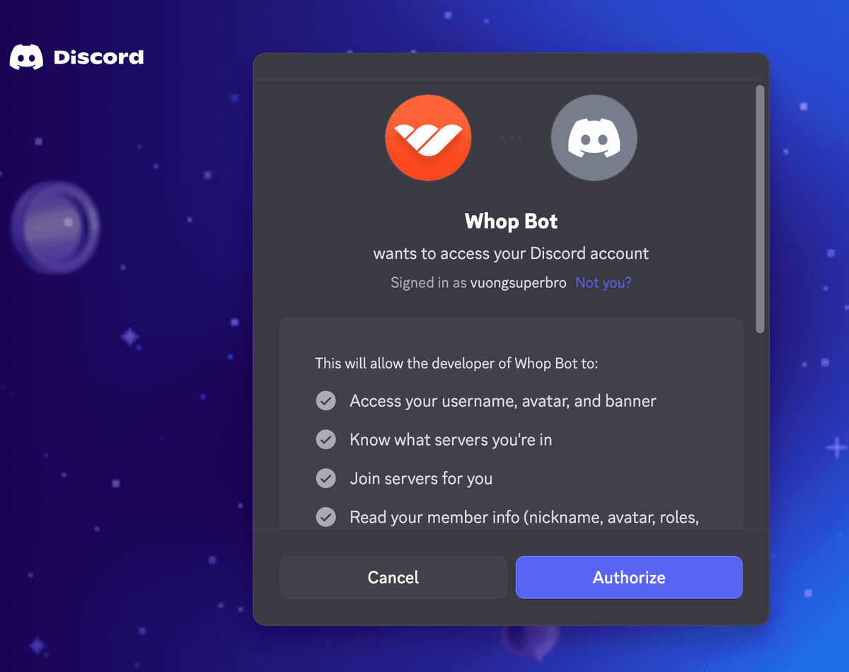 Connect Discord with Whop - 2